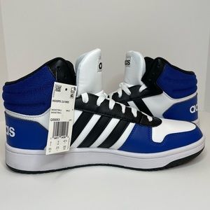 Adidas Neo Hoops 2.0 Mid Size 9.5 Blue/White/Black Unisex G55053 BRAND NEW